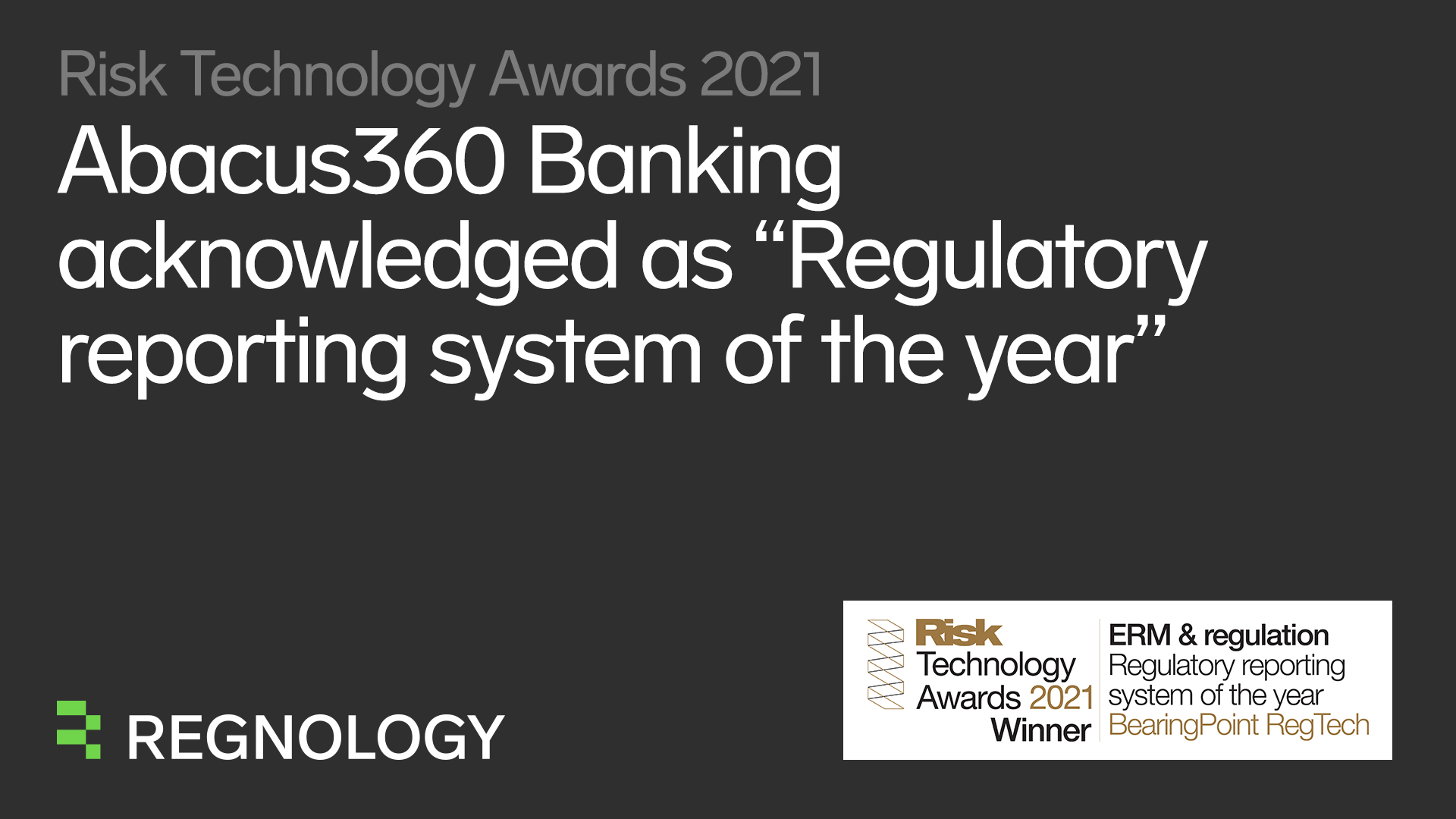 BearingPoint RegTech Wins Risk Technology Award 2021 | Regnology